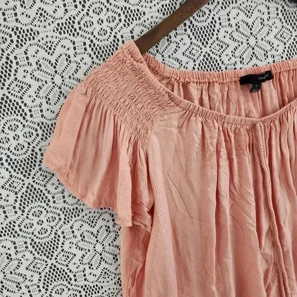 Harve Benard Boat neck Ruffle Short sleeve Pattern Blouse L - Picture 3 of 8